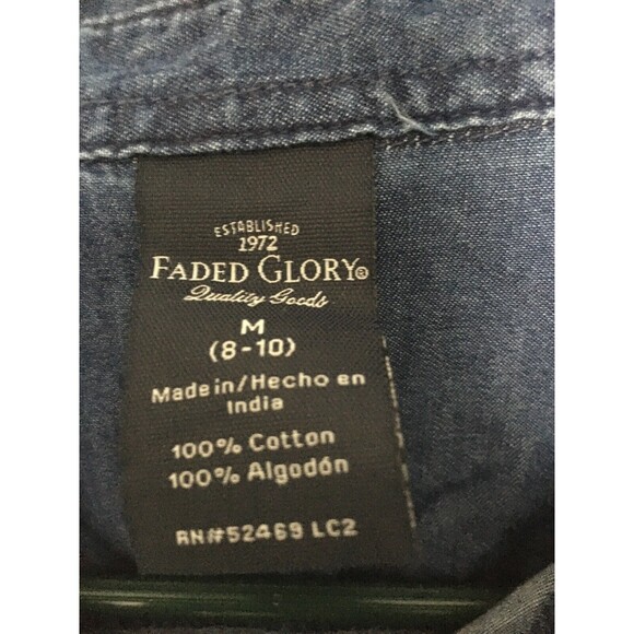 Faded Glory Women's Blue Long Sleeve Button-Up Jean Shirt Size Medium 8-10 - Picture 8 of 11